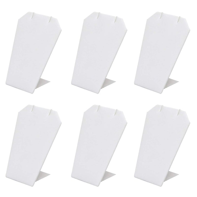 MOOCA 6 Pcs Set Mini White Faux Leather Earring Stand Necklace Chain and Pendant Display Stand, Mini Jewelry Display Holder Stand, Jewelry Showcase, 3 1/4 in Height - Image 1